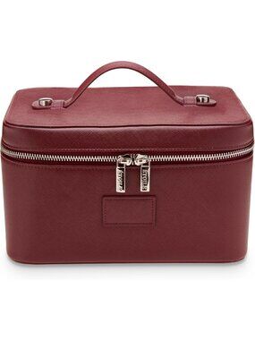 Burgundy Vanity Case - Chic Travel Makeup Bag Organizer with Dividers